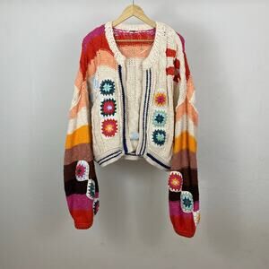 Free People Clear Skies Cardi - Cream Combo - Size Small?